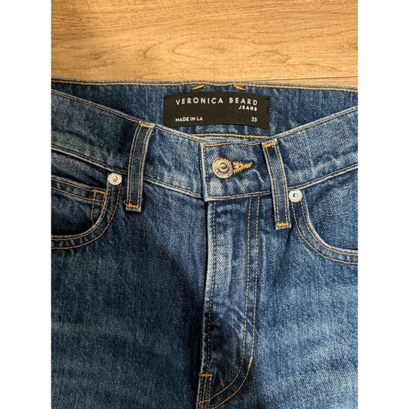 Veronica Beard Keane Jeans Long Straight Leg High Rise Split Denim Size 23 - Picture 6 of 13